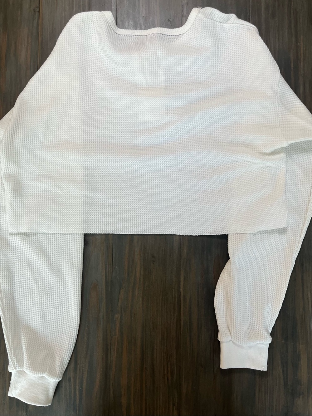 Princess Polly Cropped White Waffle Knit Long Sleeve Top